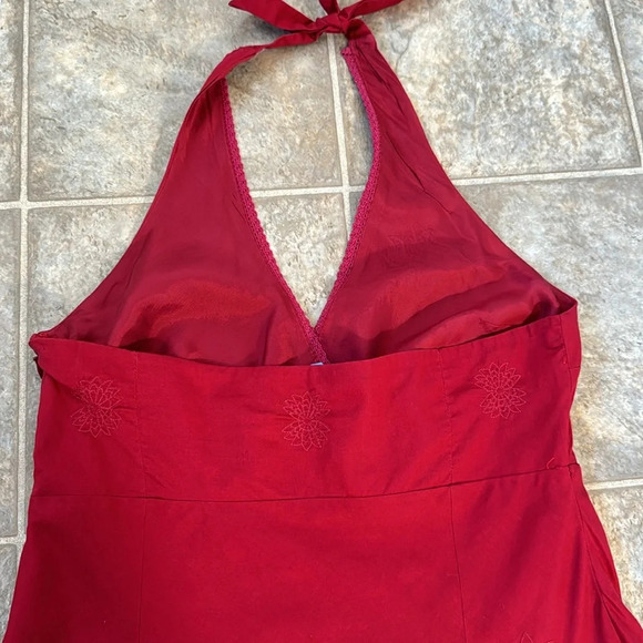 J.Crew Halterneck Embroidered A-line Midi Dress in Wine color Small/Medium - Picture 8 of 13